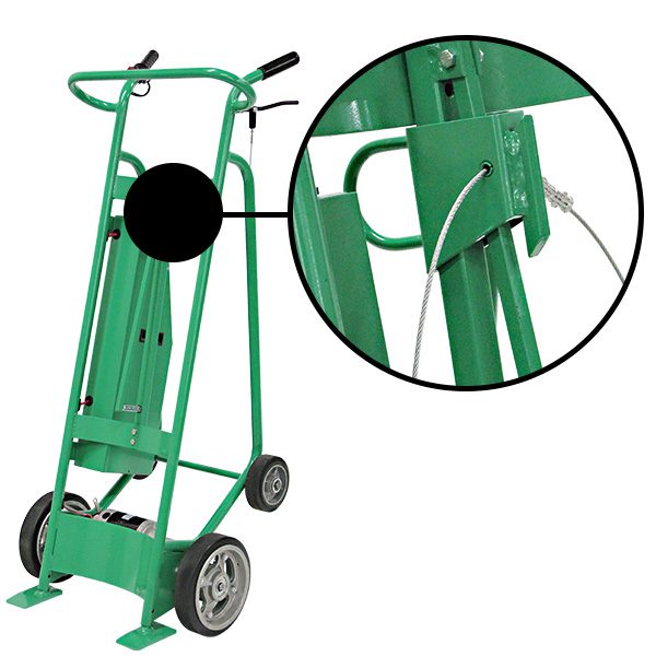 Valley Craft Powered Drum Hand Truck - Steel, (4) Wheels (2) Solid Rubber (2) Rear Polyurethane, Hand Brake, 800 lb. Capacity, Chime Hook w/ Security Cable for Steel/Plastic/Fiber Drums