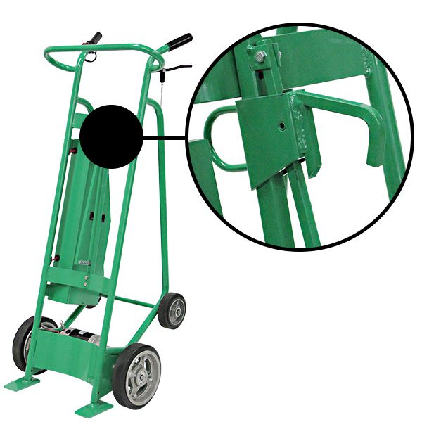 Valley Craft Powered Drum Hand Truck - Steel, (4) Wheels (2) Solid Rubber (2) Rear Polyurethane, Hand Brake, 800 lb. Capacity, Chime Hook for Steel/Plastic/Fiber Drums w/ Locking Cover