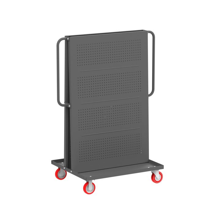 Valley Craft A-Frame Bin & Tool Cart - 2-Sided (1) Louvered Panel (1) Pegboard Panel, 48”L x 30”W x 62”H, 1000 lb. Capacity, Gray