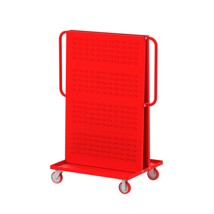 Valley Craft A-Frame Bin Cart - 2-Sided (2) Louvered Panels, 48”L x 30”W x 62”H, 1000 lb. Capacity, Red