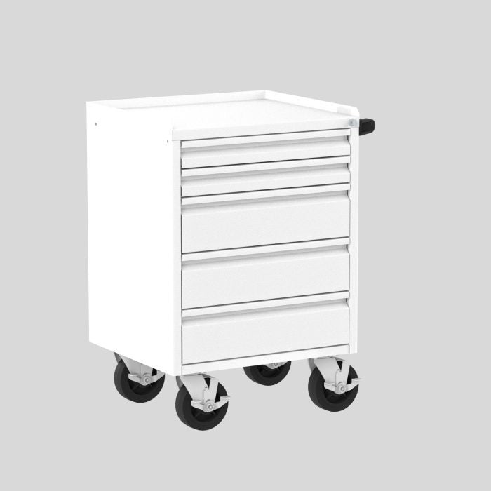 Valley Craft Mobile Workbench, 24"W Deluxe - (5) Drawers, 24"W x 21"D x 36"H, 2000 lb. Capacity, White