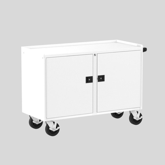 Valley Craft Mobile Workbench, 48"W Deluxe - (2) Doors, 48"W x 21"D x 36"H, 2000 lb. Capacity, White