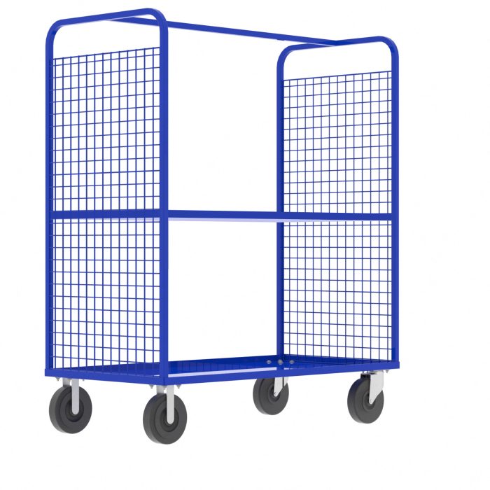 Valley Craft Cage Cart - Stock Picking, 2-Sided, (1) Adjustable Shelf, 57"L x 30"W x 68"H, 1600 lb. Capacity, Blue