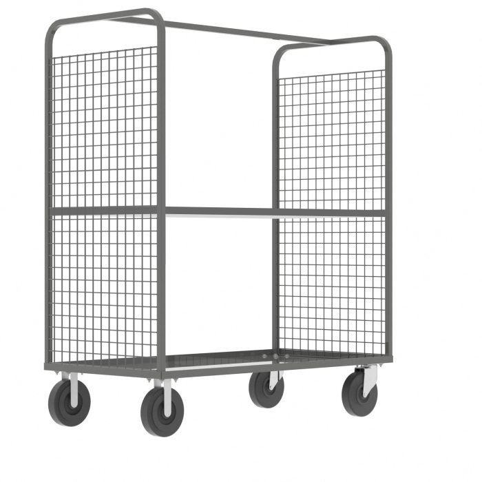Valley Craft Cage Cart - Stock Picking, 2-Sided, (1) Adjustable Shelf, 57"L x 30"W x 68"H, 1600 lb. Capacity, Gray