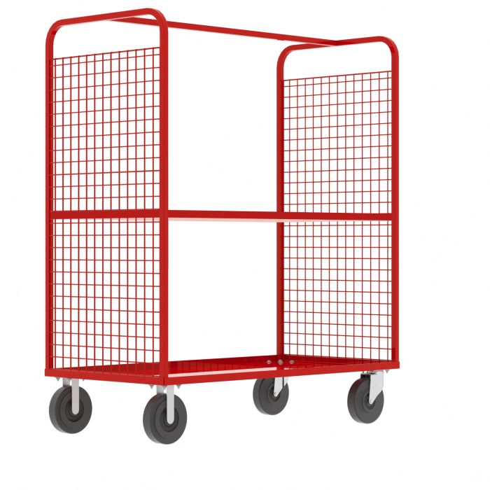 Valley Craft Cage Cart - Stock Picking, 2-Sided, (1) Adjustable Shelf, 57"L x 30"W x 68"H, 1600 lb. Capacity, Red