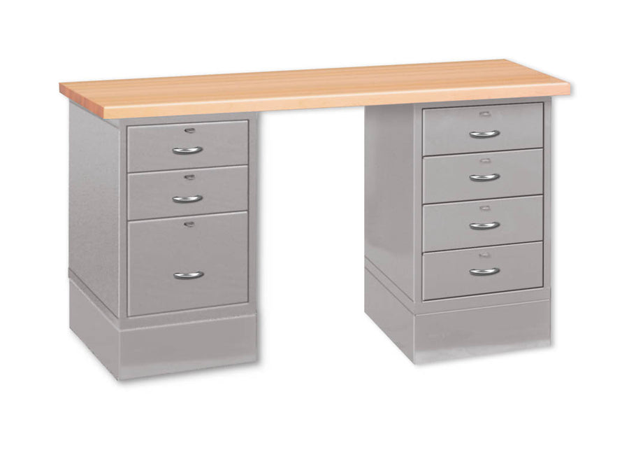 Pucel 30" x 60" File & Drawer Bench w/ Wood Top