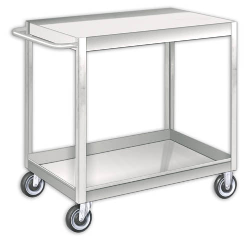 Pucel 18" x 28" Flat Top Cart w/ 2 Shelves & 5" Poly Casters