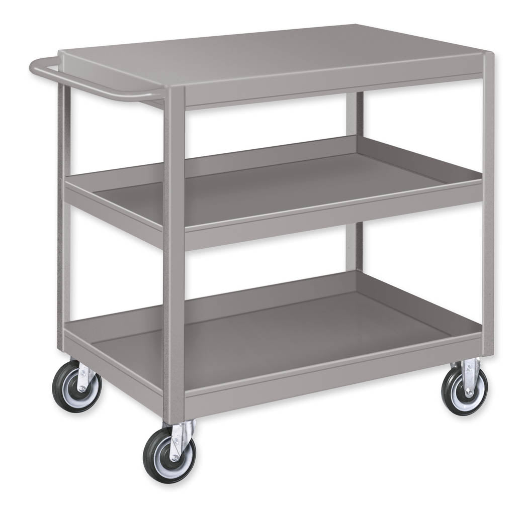 Pucel 18" x 28" Flat Top Cart w/ 3 Shelves & 5" Poly Casters