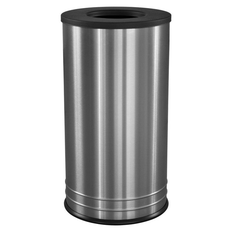 15" x 28" Stainless Steel International Collection Receptacles with Black Lid