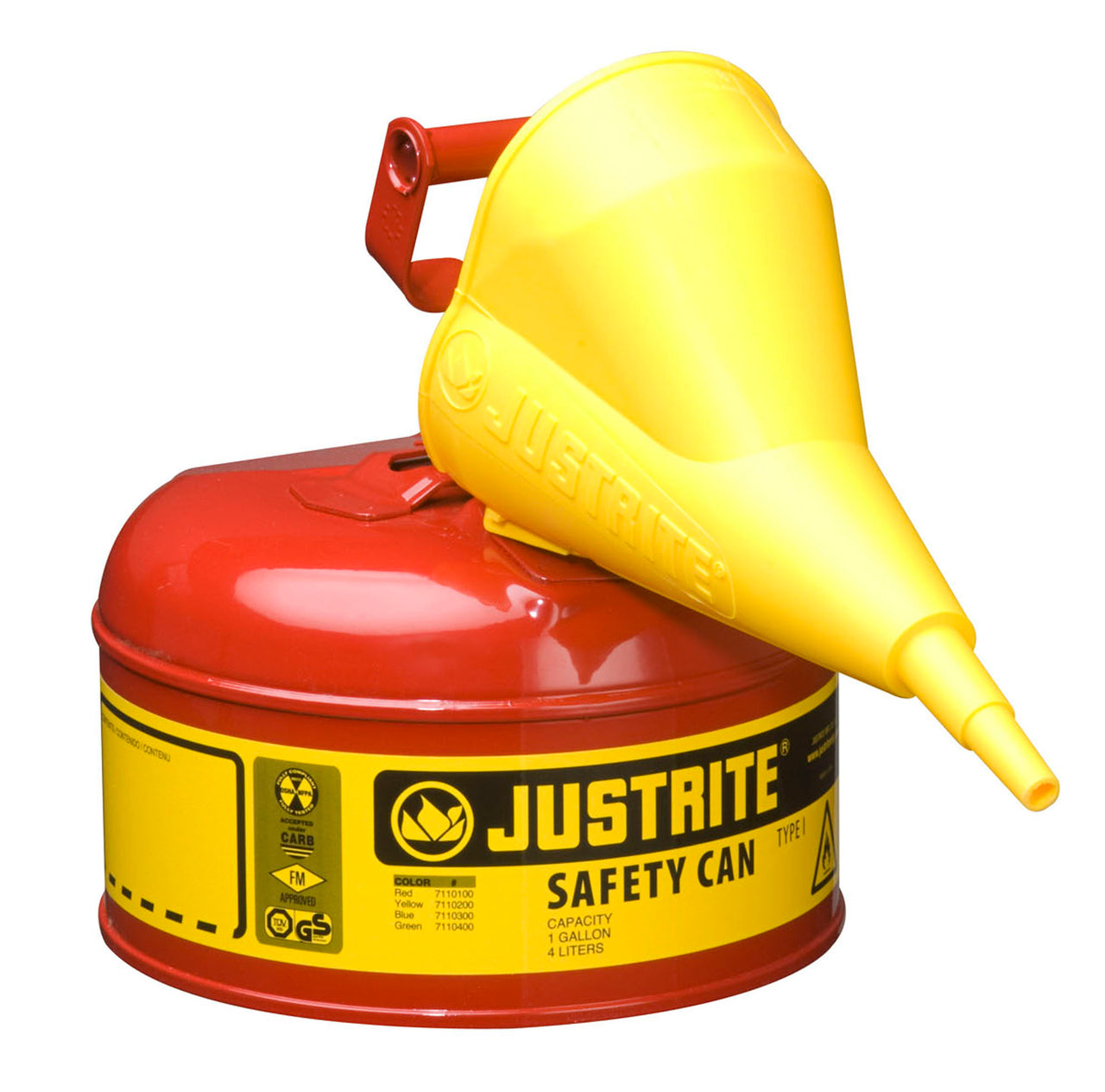 Justrite 1-Gallon Steel Type I Safety Can w/ Funnel