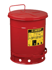 Thumbnail for Justrite 10-Gallon Metal Oily Waste Can w/ Foot Operated Cover