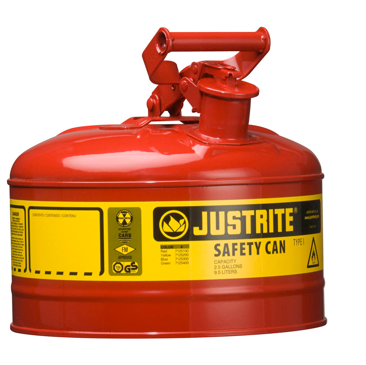 Justrite 2.5-Gallon Steel Type I Safety Can