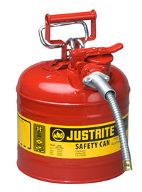 Thumbnail for Justrite 2-Gallon Steel Type II AccuFlow Safety Can w/ 5/8