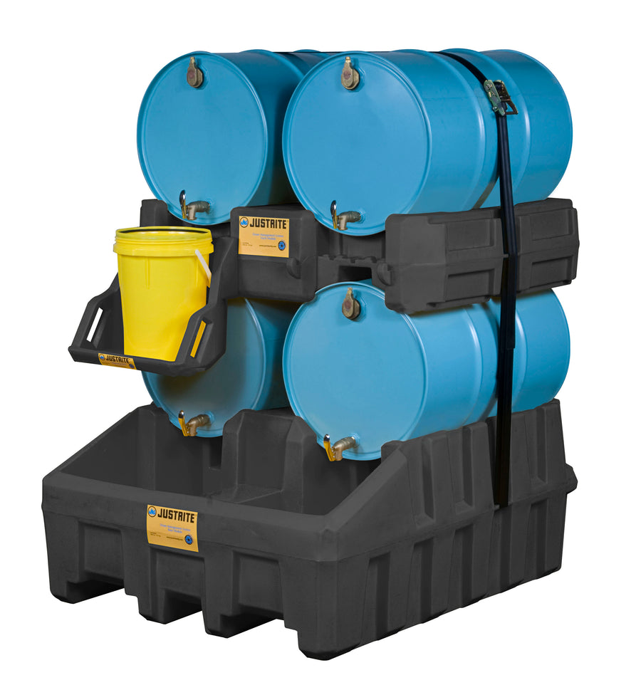 Justrite EcoPolyBlend Drum Management System - Stack Module Black