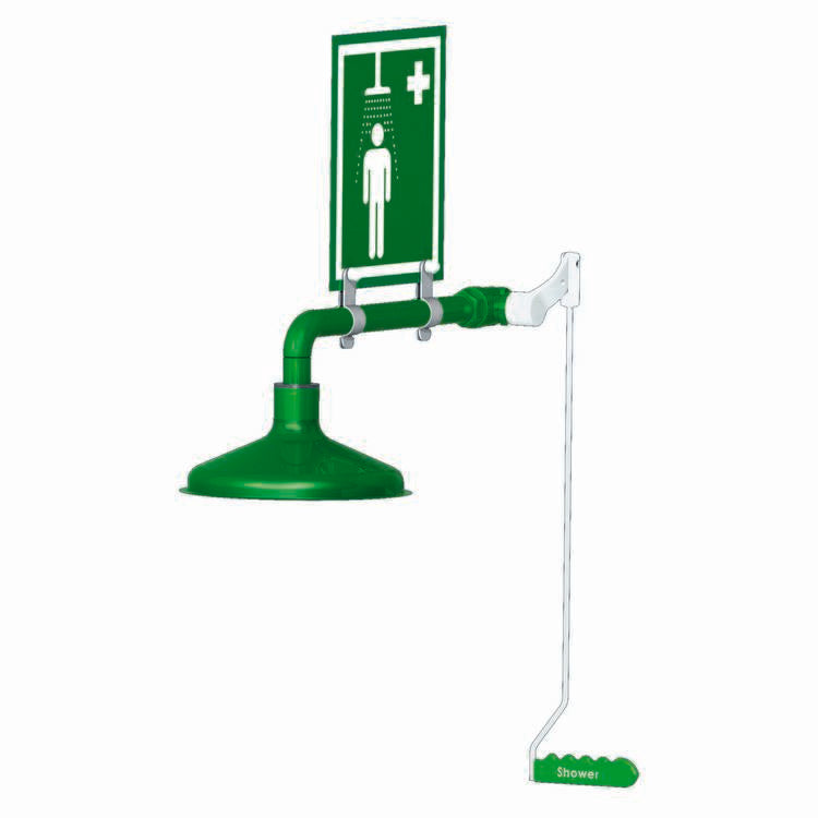 Hughes Laboratory Drench Shower, Ring Main Mount, Stainless Steel Pipe