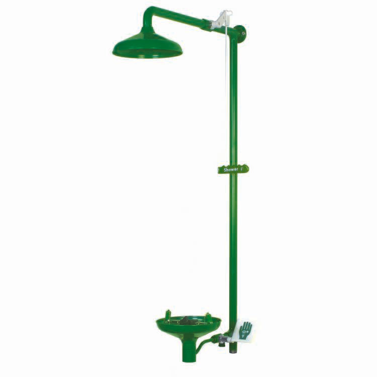 Hughes Laboratory Combination Shower, Wall Mount, Open ABS Bowl, Stainless Steel Pipe