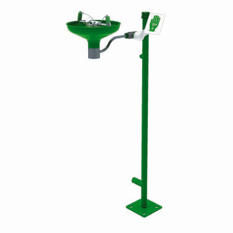 Hughes Laboratory Eye/Face Wash, Pedestal Mount, Open Stainless Steel Bowl, Stainless Steel Pipe