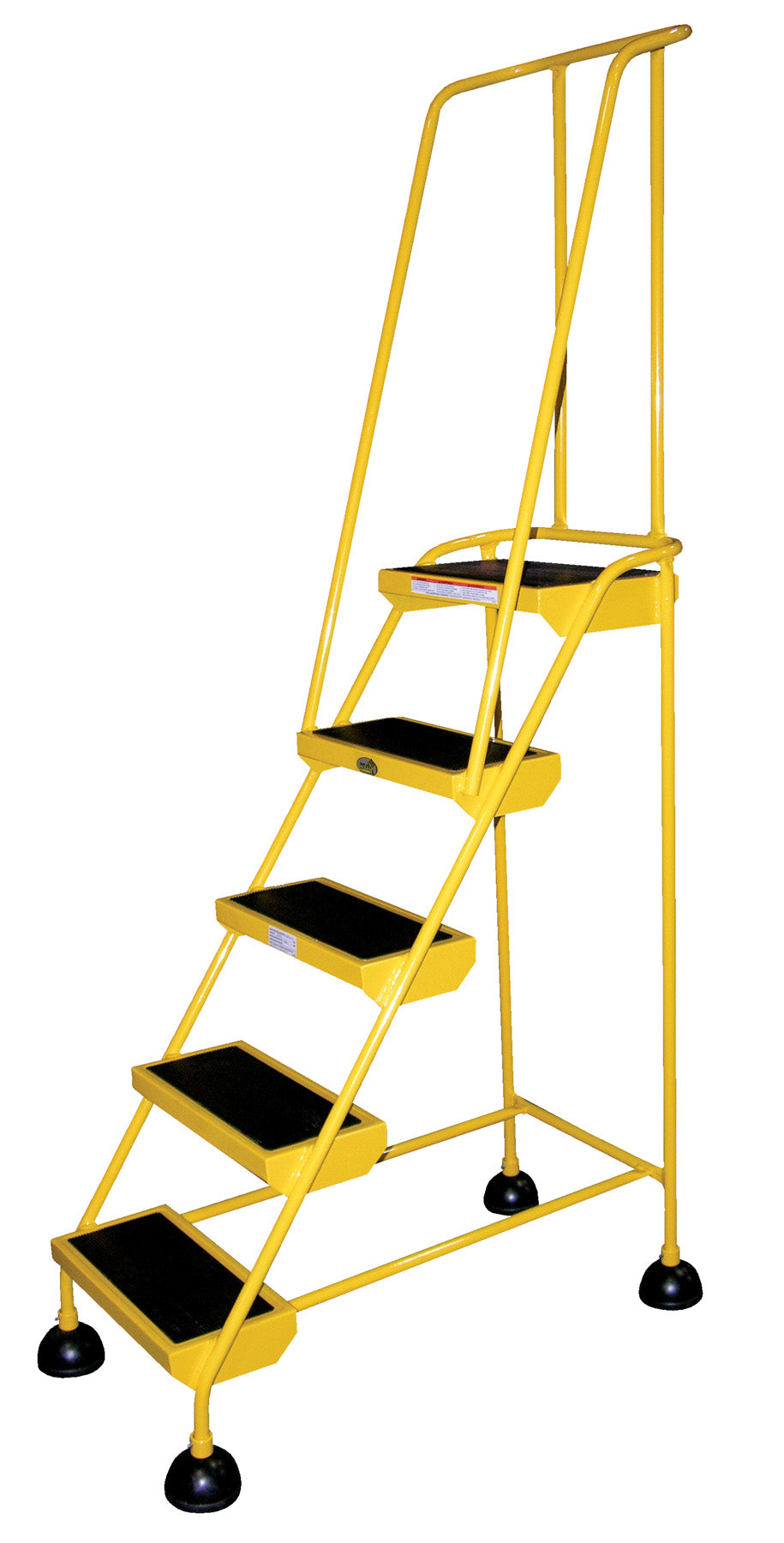 5 Step Commercial Spring Loaded Rolling Ladder - Yellow