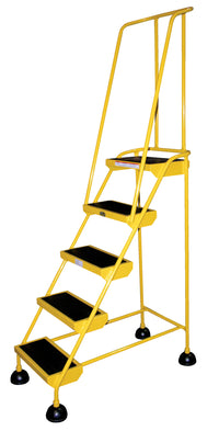 Thumbnail for 5 Step Commercial Spring Loaded Rolling Ladder - Yellow