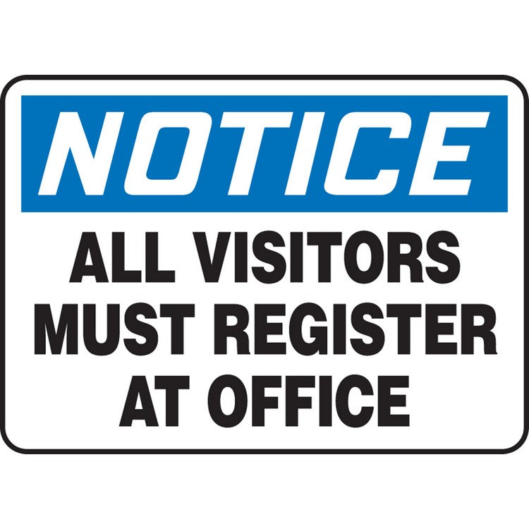 Notice All Visitors Must Register At Office Sign - Model MADM882VA