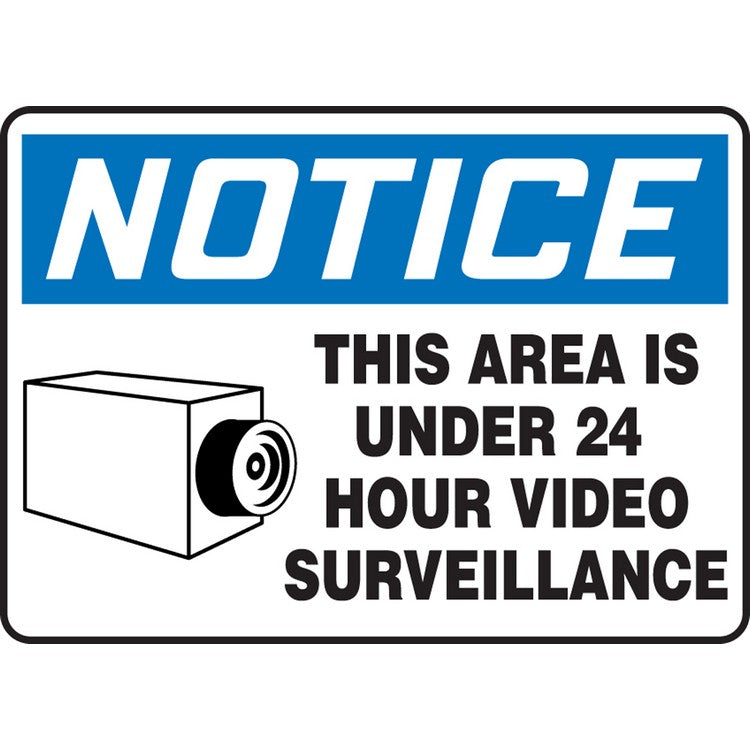 Notice This Area Under 24 Hour Video Surveillance - Model MASE807VS