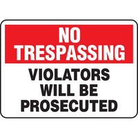 Thumbnail for No Trespassing Violators Will Be Prosec - Model MATR901VP