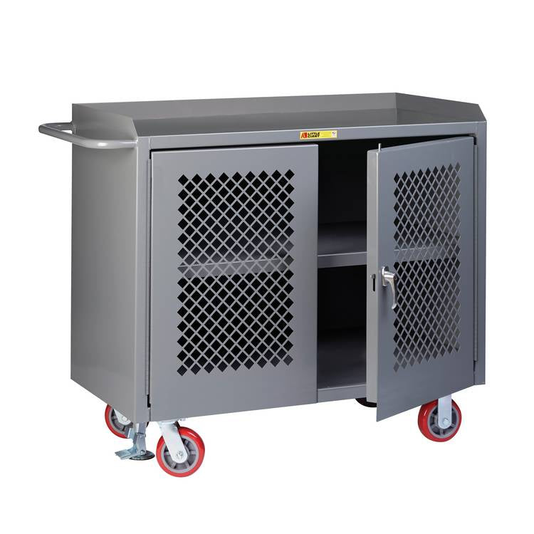 Mobile Bench Cabinet w/ Perforated Doors - Model MBP32D2436FL