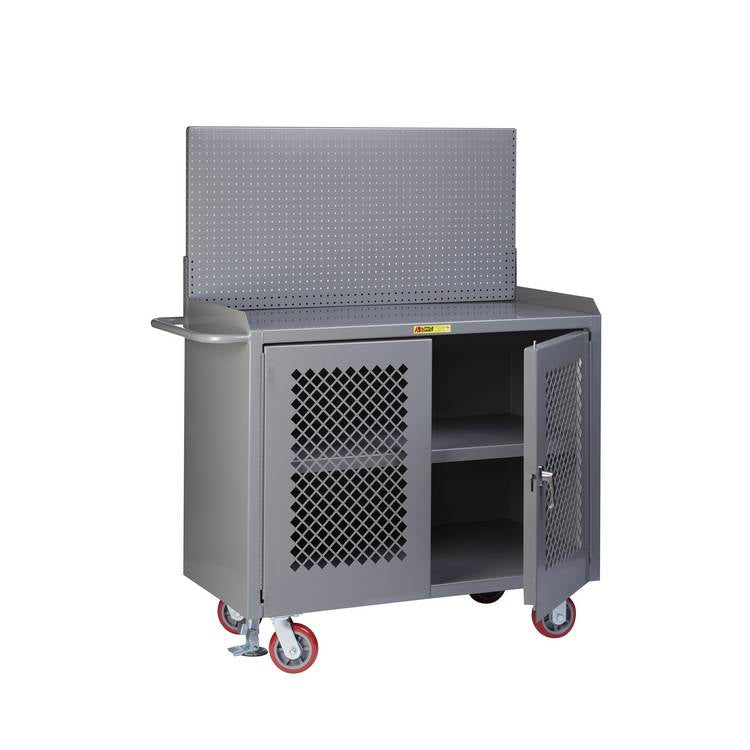 Mobile Bench Cabinet w/ Perforated Doors - Model MBP32D36FLPB