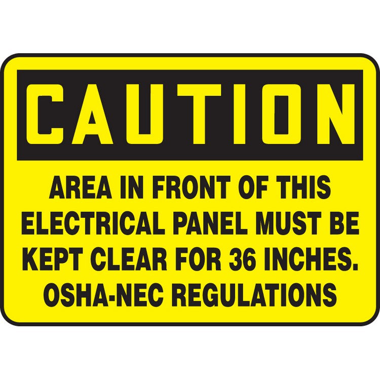 Area in front of Electrical Panel Must be Kept Clear - Model MELC625VA
