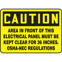 Thumbnail for Area in front of Electrical Panel Must be Kept Clear - Model MELC625VA