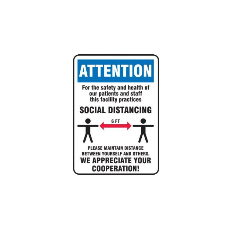 Safety Sign: This Facility Practices Social Distancing - 10" x 7"