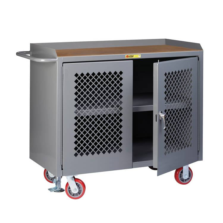 Mobile Bench Cabinet w/ Perforated Doors - Model MHP32D2436FL