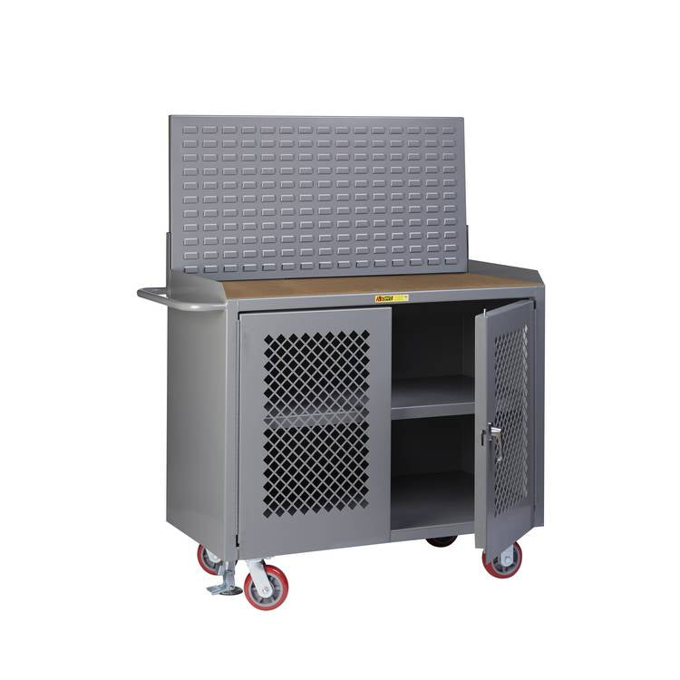 Mobile Bench Cabinet w/ Perforated Doors - Model MHP32DFLLP