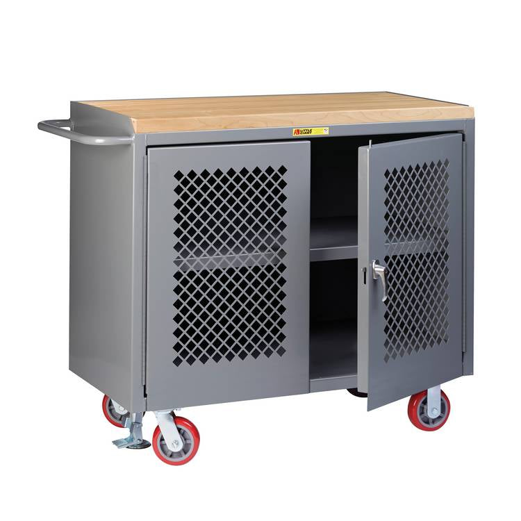 Mobile Bench Cabinet w/ Perforated Doors - Model MJP32D2436FL