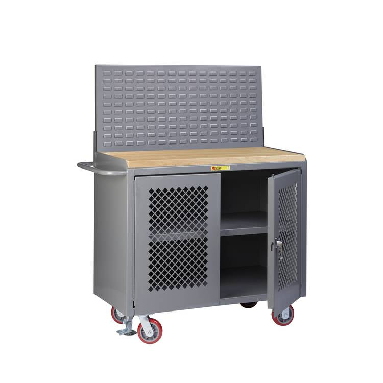 Mobile Bench Cabinet w/ Perforated Doors - Model MJP32DFLLP