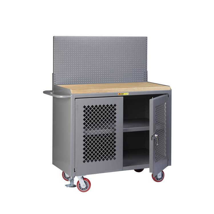 Mobile Bench Cabinet w/ Perforated Doors - Model MJP32D36FLPB