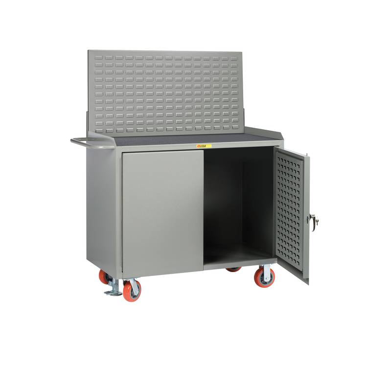 Mobile Bench Cabinet w/ Louvered Panel - Model MMLPDFLLP