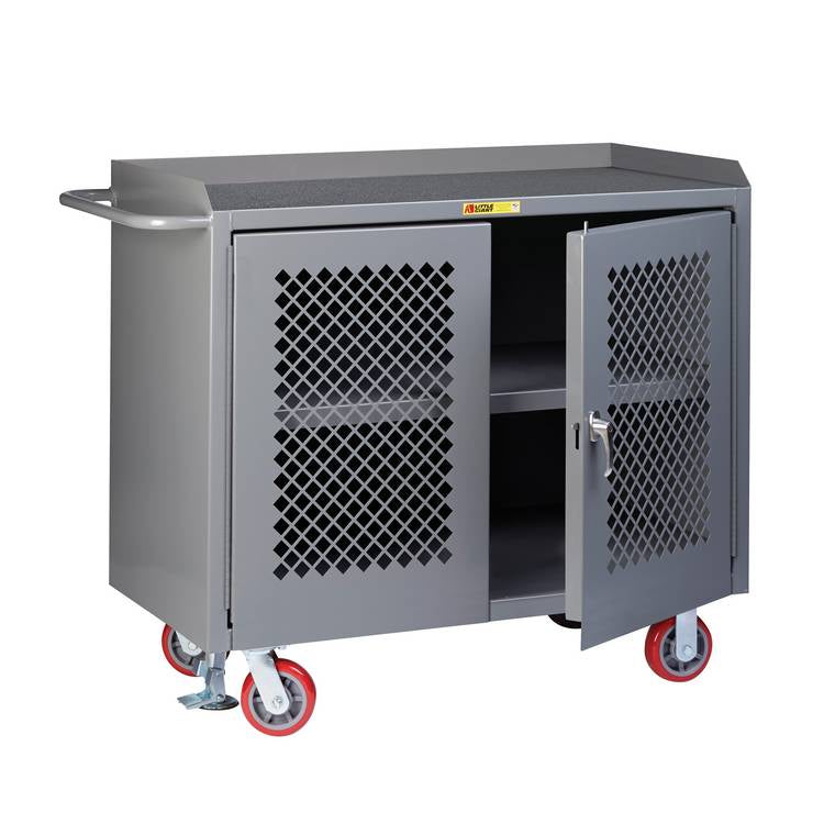 Mobile Bench Cabinet w/ Perforated Doors - Model MMP32D2448FL