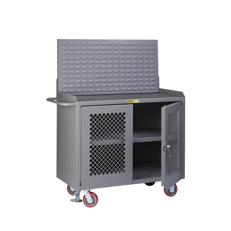 Mobile Bench Cabinet w/ Perforated Doors - Model MMP32DFLLP