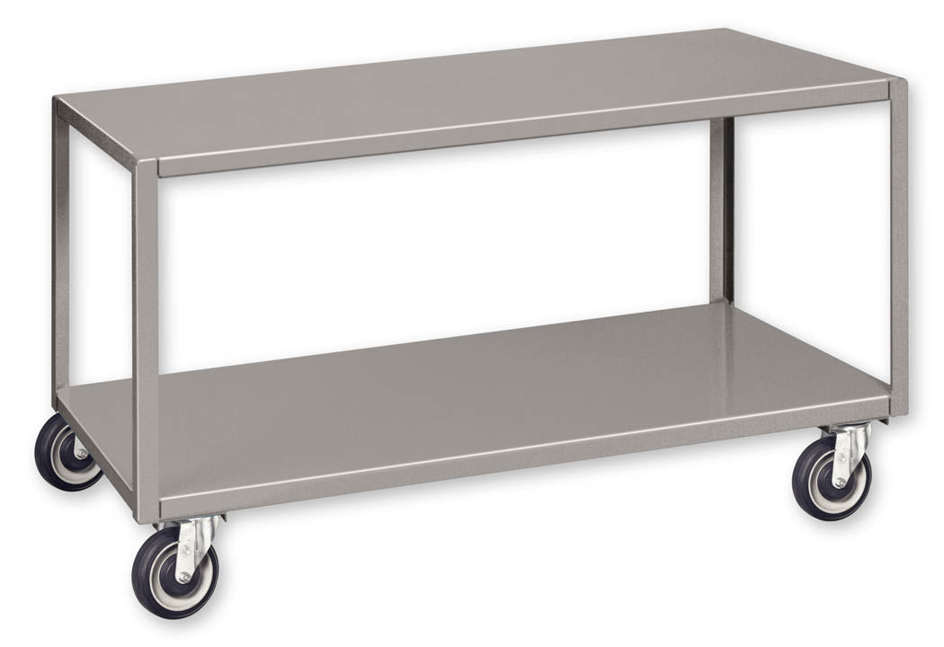 Pucel 30" x 48" Mobile Table w/ Poly Casters & 2 Shelves