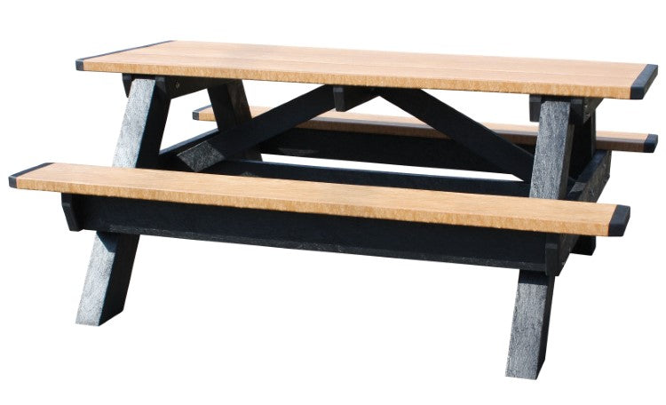 RECTANGLE 72" CEDAR TOP/SEATS, BLACK LEG