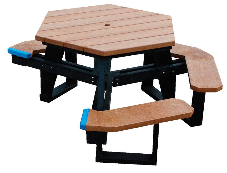 HEXAGON CEDAR TOP/SEATS, BLACK LEGS, ADA