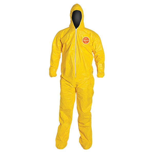 DuPont™ Tychem® 2000 Coveralls w/ Attached Socks, Large, Yellow, 12/Case