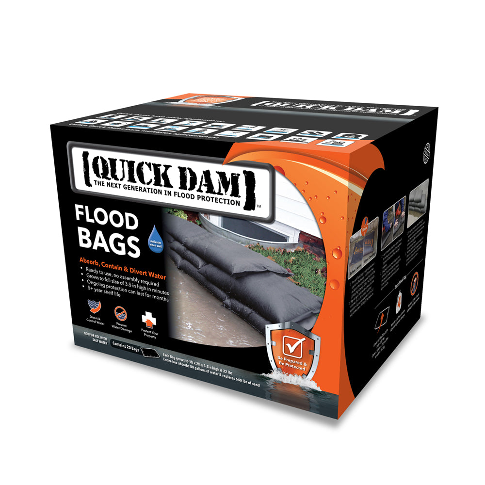 Quick Dam Water Activated Flood Bags 12in x 24in (20/pack)