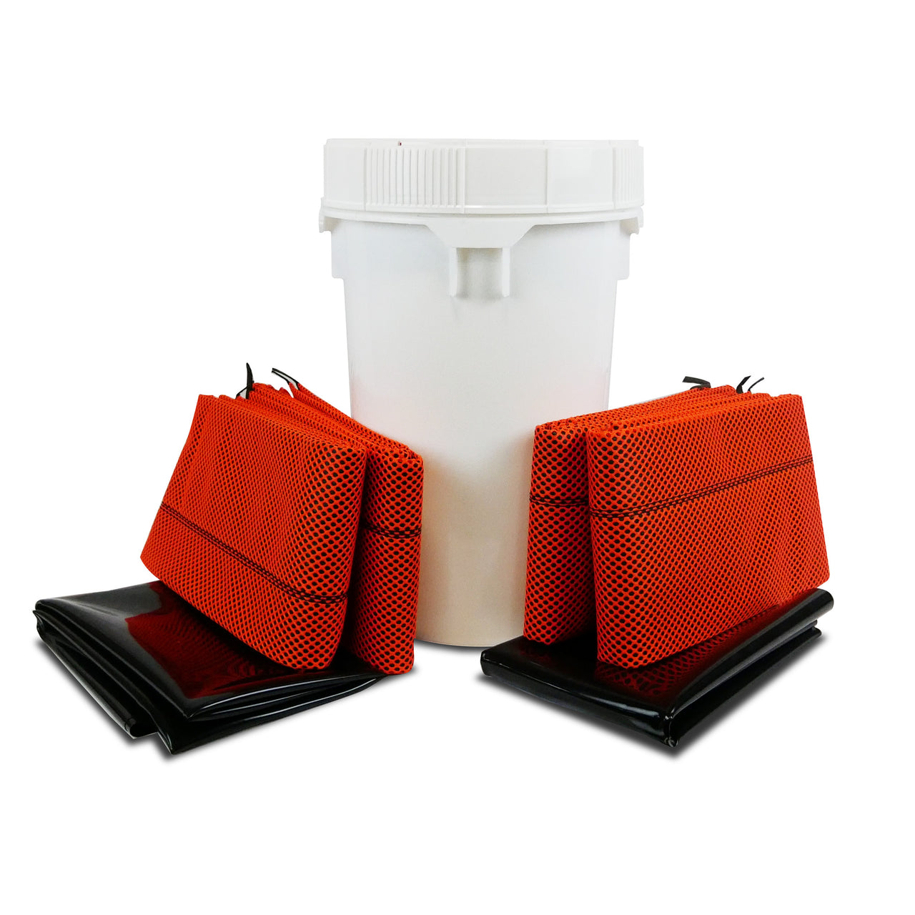 Quick Dam Drain Slurry Kit - 10ft Hi Vis Water Barriers (x4) & Drain Seals (x2)