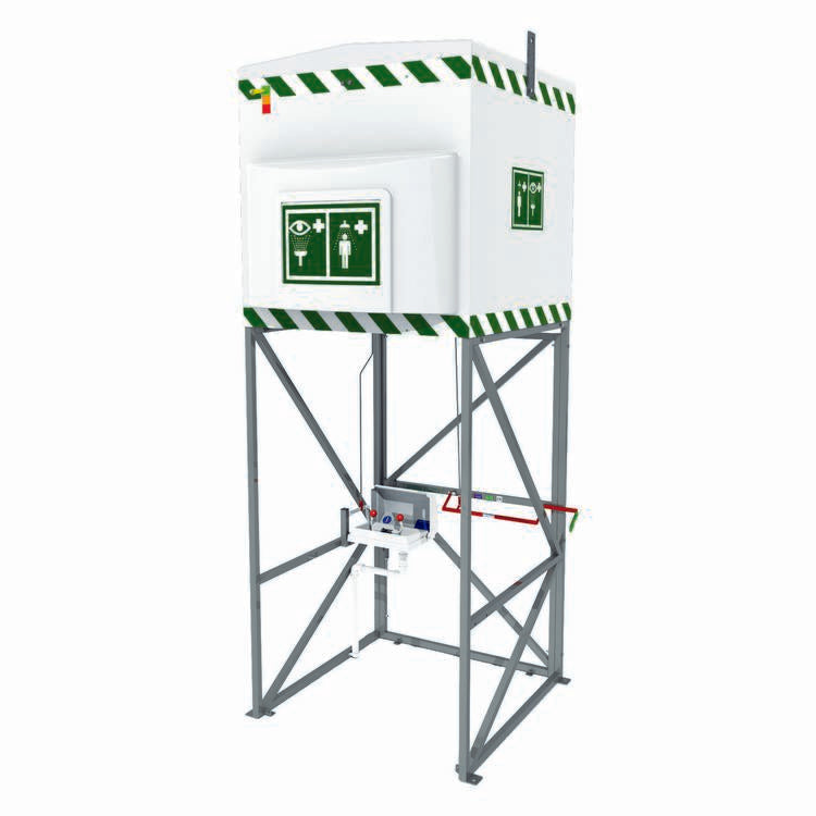 Hughes Emergency Tank Shower with Eye and Face Wash, 317 Gallon, Galvanized Steel Frame, 110V GP