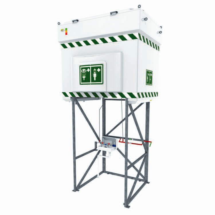 Hughes Emergency Tank Shower with Eye and Face Wash, 528 Gallon, Galvanized Steel Frame, 110V GP