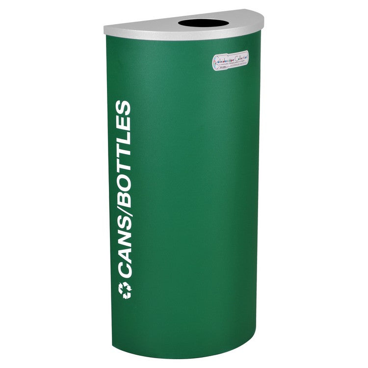 Kaleidoscope Collection Half Round Emerald Green Recycling Receptacle for Cans and Bottles