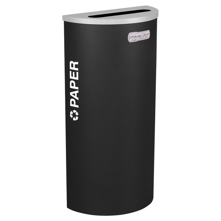 Kaleidoscope Collection Half Round Black Recycling Receptacle for Paper