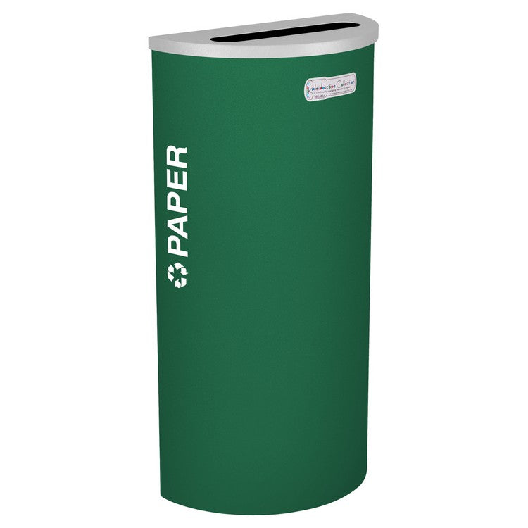 Kaleidoscope Collection Half Round Emerald Green Recycling Receptacle for Paper